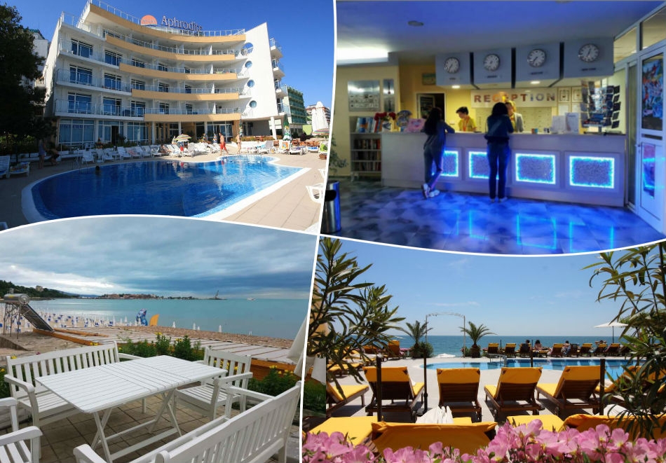 Нощувка със закуска или закуска и вечеря за двама + басейн в хотел Афродита***, на 1-ва линия в Несебър