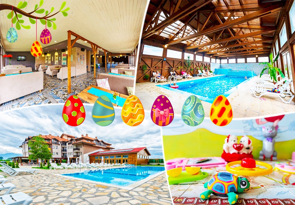 Великден в село Баня до Банско. 3 или 4 нощувки на човек със закуски и вечери, едната празнична + минерален басейн и релакс пакет в хотел Севън Сийзънс