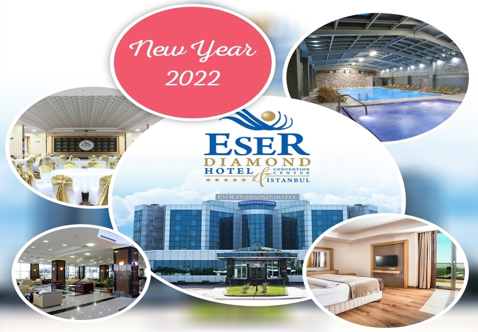 Нова година в Силиври, Турция! 2 нощувки на човек със закуски и вечери + празничен Новогодишен куверт, басейн и уелнес център в хотел Ester Diamond*****