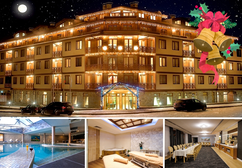 Коледа в Банско: 3 нощувки на човек със закуски и вечери, едната Празнична с DJ парти + топъл басейн и термална зона от Вихрен Роял Палас ****
