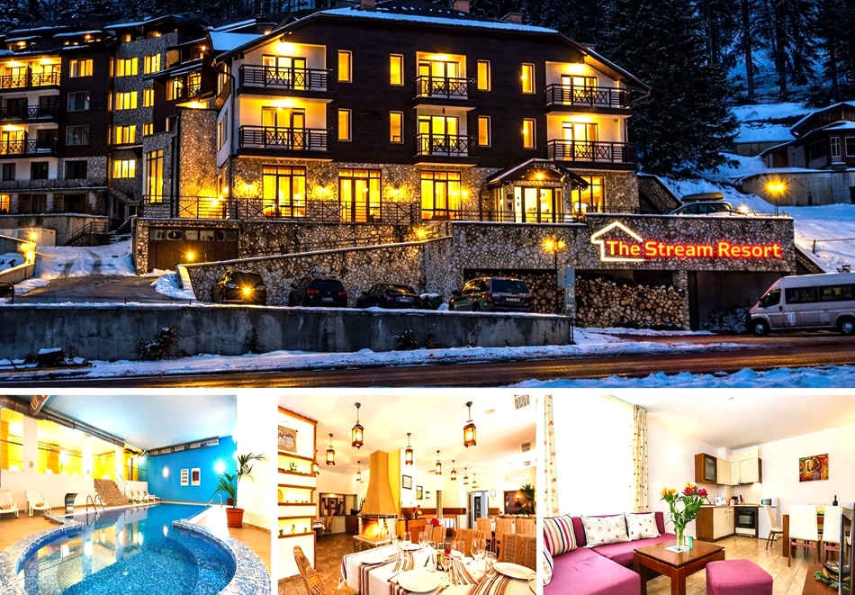 Почивка в Пампорово: Нощувка на човек със закуска и вечеря + вътрешен отопляем басейн и СПА зона от Апарт хотел Стрийм Ризорт***