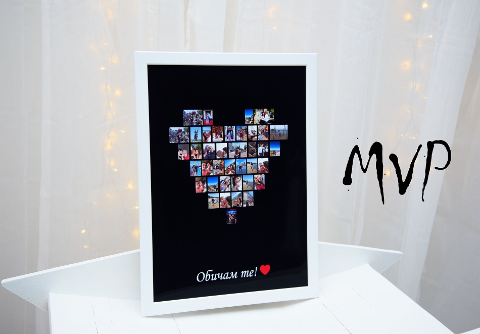 Професионален колаж във формата на сърце с ваши снимки: Избор между 3 размера, цвят и персонализиран надпис от MVP Studio, снимка 2