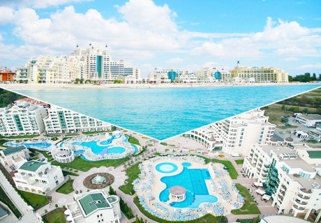 Нощувка на база All inclusive за двама, трима или четирима + басейни, частен плаж и анимация на 1-ва линия в Сънсет Ризорт*****, Поморие