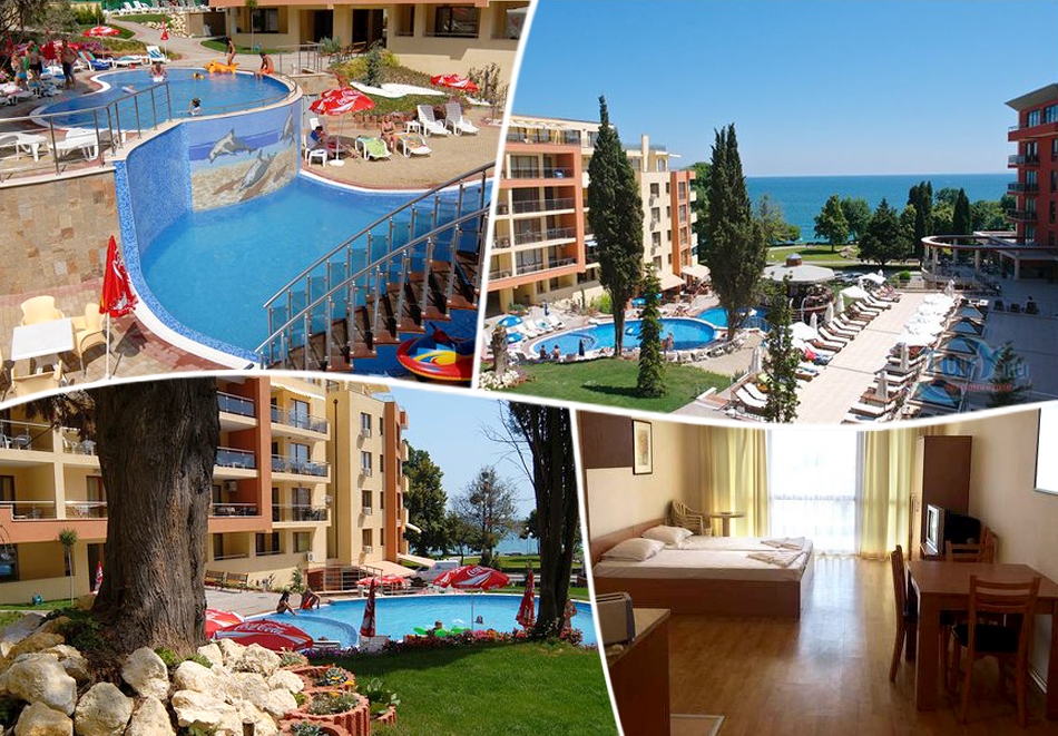 Нощувка на човек със закуска или закуска и вечеря + басейн на 1-ва линия в Несебър, апарткомплекс Виго Панорама