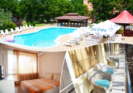Нощувка на човек на база All inclusive + басейн в хотел Нева Бийч, Китен, на 100м. от плаж Атлиман