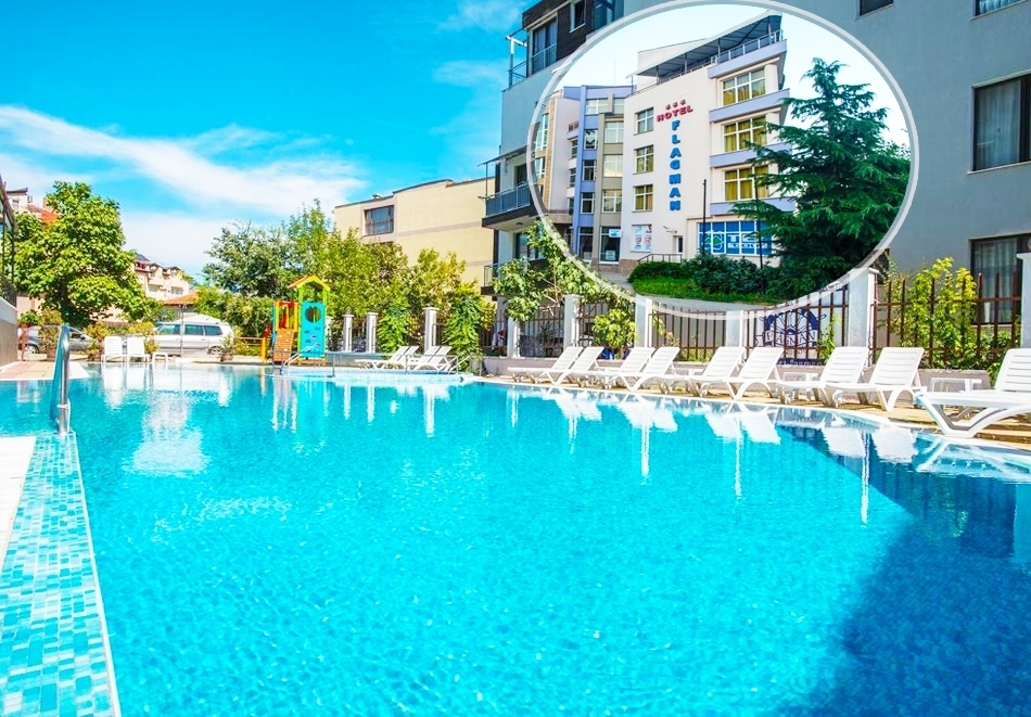 Нощувка на човек на база All Inclusive + басейн в хотел Флагман***, Созопол, на 70м. от плаж Хармани