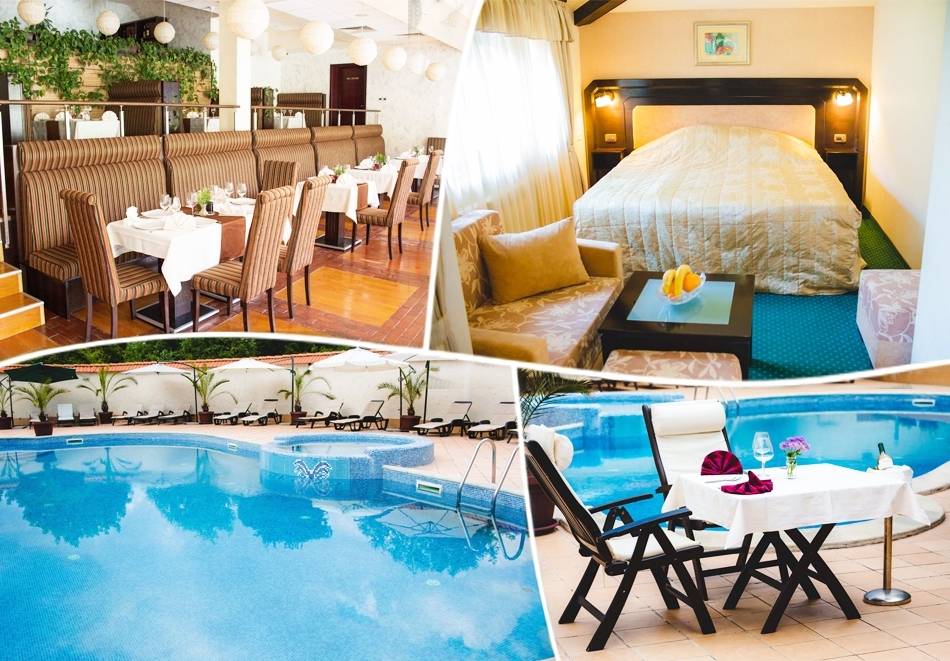 Нощувка със закускa или закуска и вечеря на човек + минерален басейн, външно и вътрешно джакузи в Семеен Хотел Шипково,  шипковски минерални бани