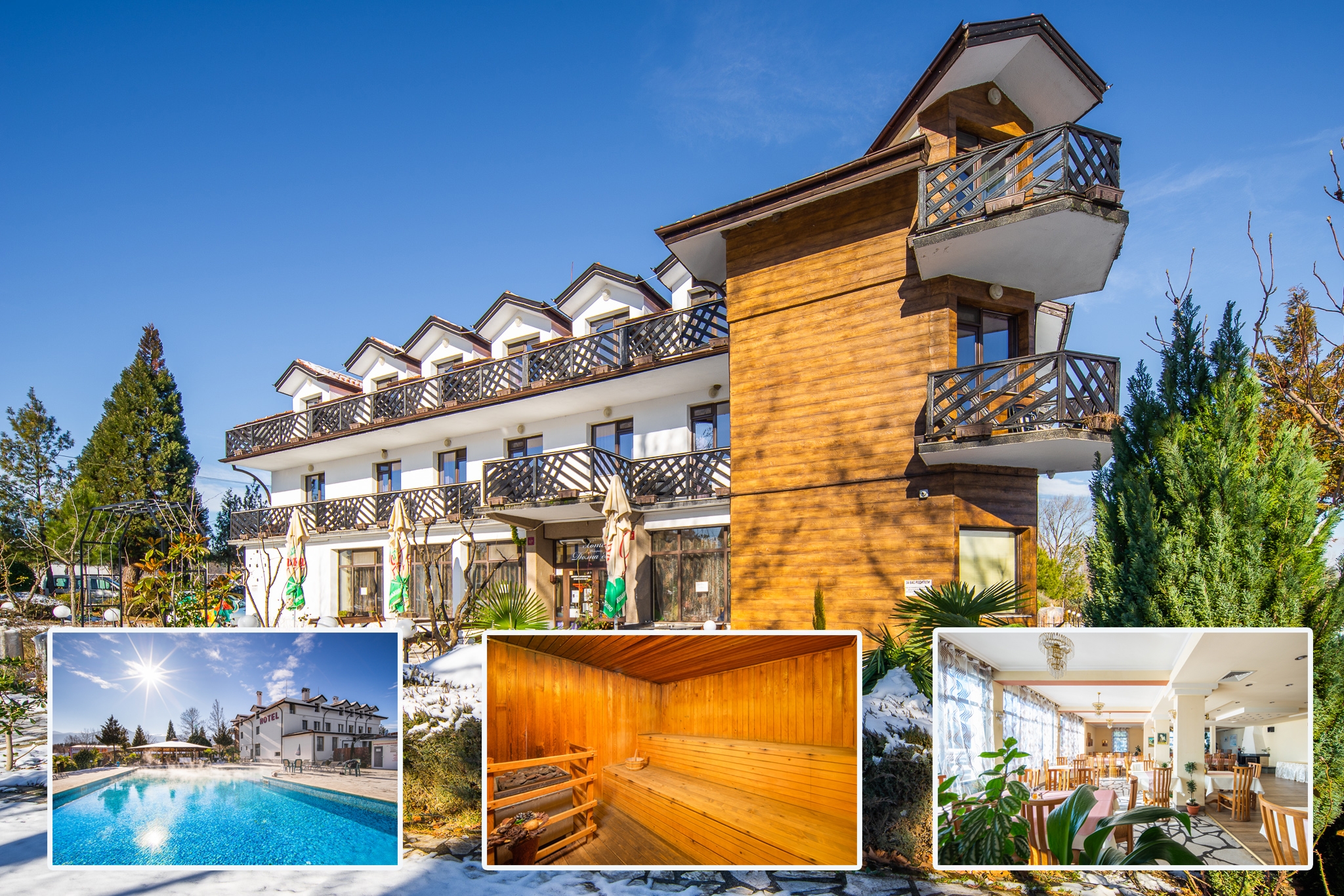 Нощувка на човек със закуска + външен минерален басейн и релакс пакет в комплекс Долна Баня