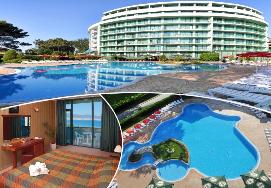 На първа линия в Слънчев бряг. Нощувка на човек на база All Inclusive + 2 басейна в хотел Колизеум****. Дете до 11.99г. БЕЗПЛАТНО!