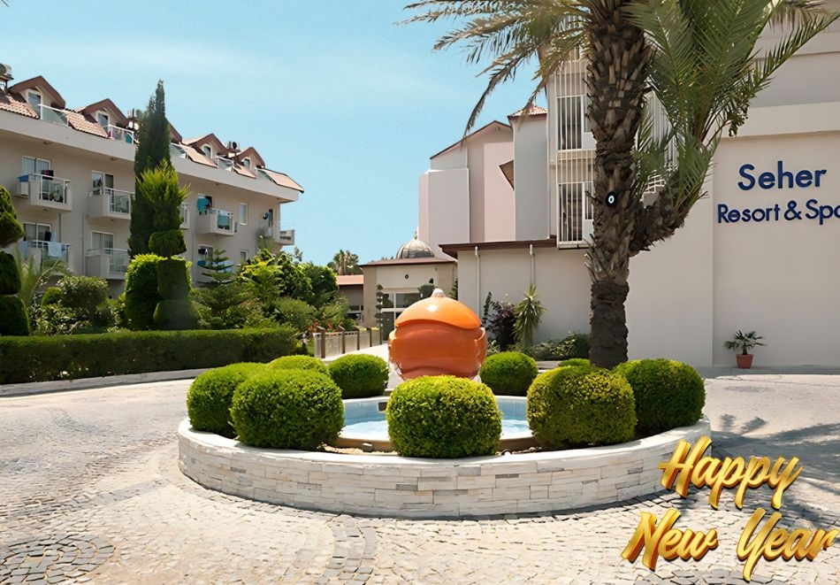 	 Нова Година в Seher Resort &amp; Spa 5*, Сиде, Турция! Автобусен транспорт + 4 нощувки на човек на база Аll Inclusive. Дете до 12.99г. БЕЗПЛАТНО! Доплащане за Гала вечеря 