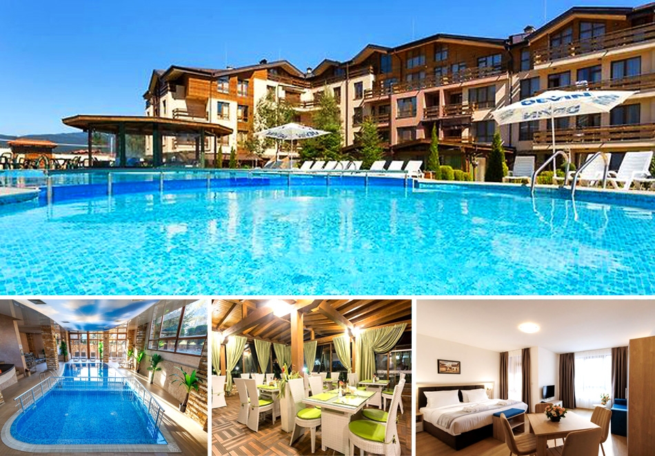 Нощувка на човек със закуска и вечеря + външен, вътрешен басейн и релакс зона от хотел Грийн Ууд Ризорт и СПА****, Разлог. Дете до 13.99г - БЕЗПЛАТНО!