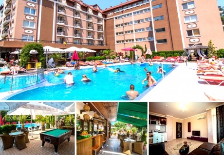 18.07 - 25.08 в Слънчев бряг! Нощувка на човек на база All Inclusive Light + басейн и паркинг от хотел Бахами Резиденс. Дете до 11.99г - безплатно!