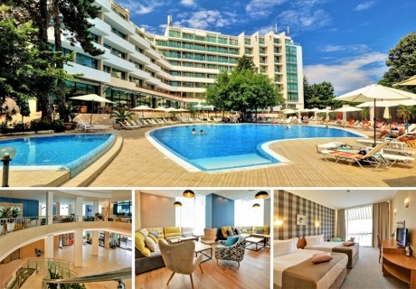 Нощувка на човек на база All Inclusive + външен басейн + частен плаж от хотел Мирабел****, Златни пясъци. Дете до 11.99г - безплатно!