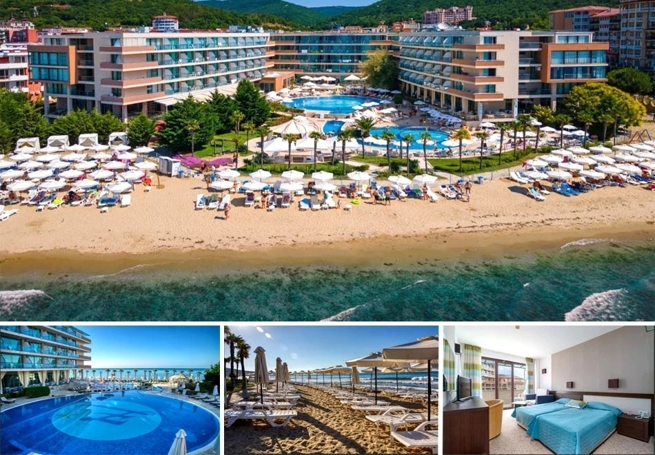 На ПЪРВА линия в Елените! All Inclusive нощувка на човек + частен плаж с чадър и шезлонг на него + 2 басейна и уелнес център от Сенди Бей Хотел. ДВЕ деца до 11.99г - БЕЗПЛАТНО!
