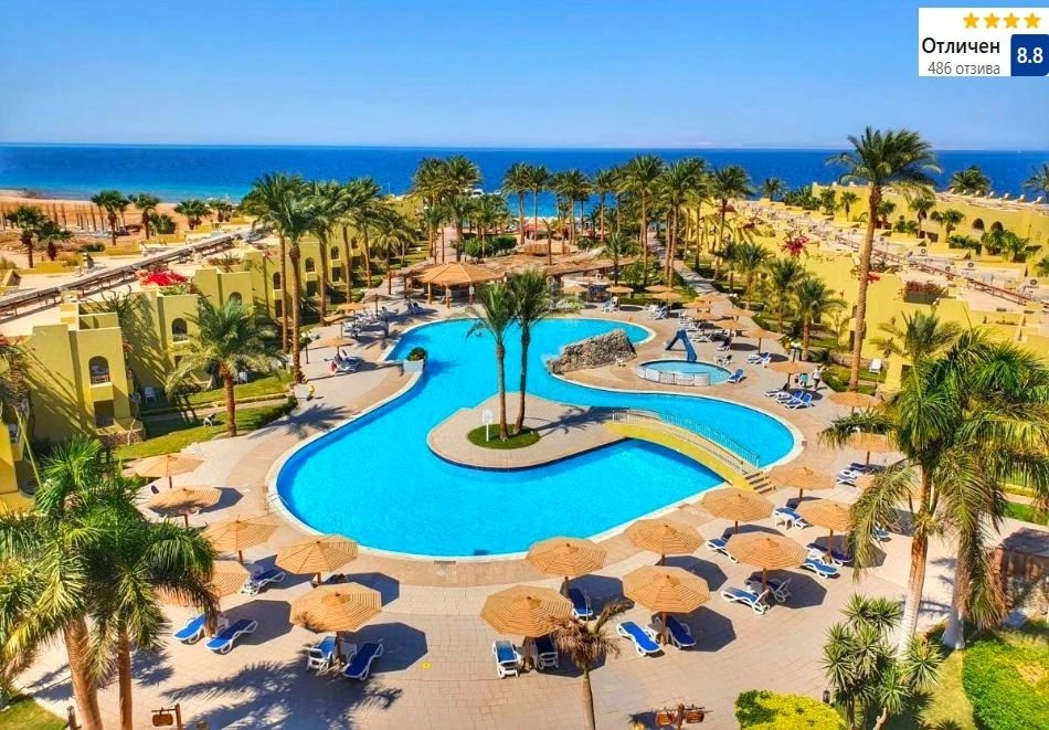 	 На първа линия в Palm Beach Resort 4*, Хургада, Египет! Самолетен билет от София + 7 нощувки за ДВАМА на база All Inclusive 