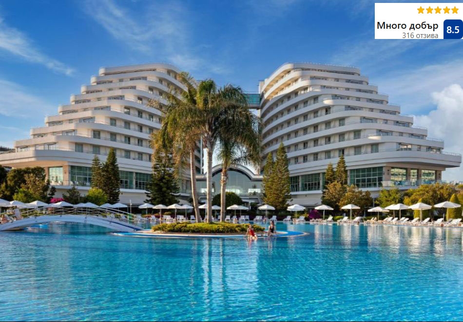 	 Нова Година в MIRACLE RESORT 5*, Турция! Чартърен полет от София + 4 или 5 нощувки за ДВАМА на база Ultra All inclusive 