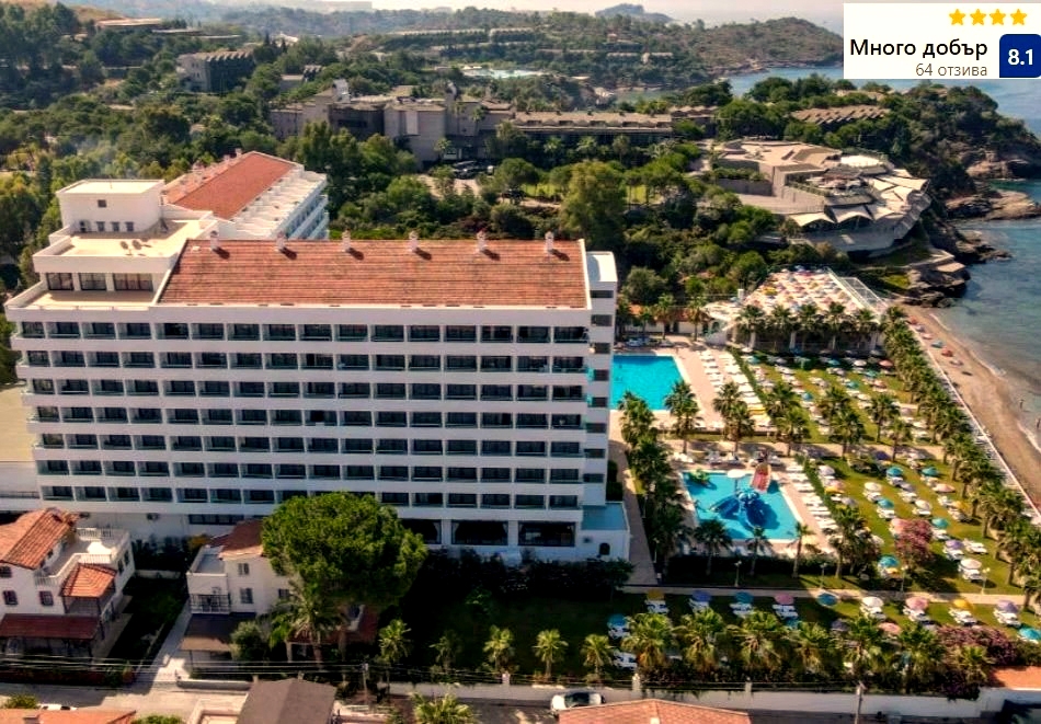 	 На първа линия в Club Grand Efe 4*, Кушадасъ, Турция! Автобусен транспорт + 7 нощувки на човек на база All Inclusive. Дете до 11.99г. безплатно! 