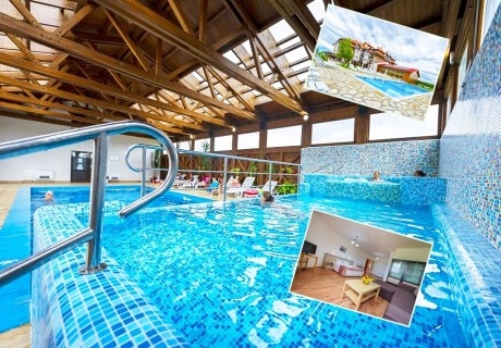 Минерален басейн и релакс пакет + нощувка на човек със закуска и вечеря в хотел Севън Сийзънс, с.Баня до Банско