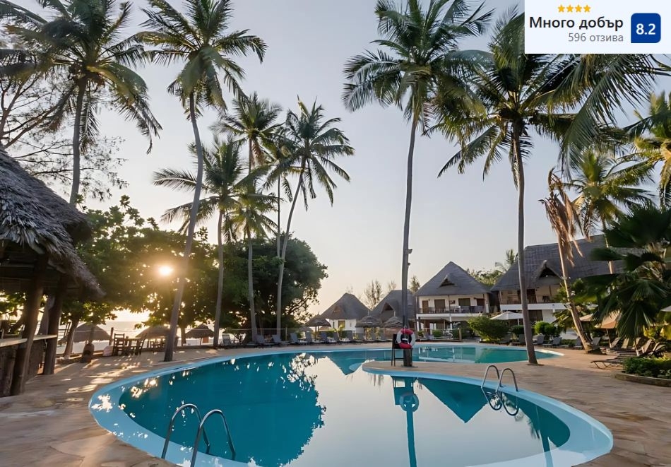 	 На първа линия в PARADISE BEACH RESORT 4*, Занзибар! Самолетен билет от София + 7 нощувки на човек на база All Inclusive 