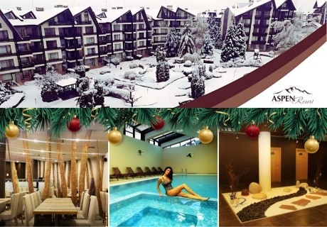 Коледа, край Банско! 2, 3 или 4 нощувки на човек със закуски и вечери на блок маса + Фолклорна програма + вътрешен топъл басейн и релакс зона от хотел Аспен Резорт***
