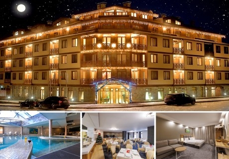 Декември в Банско! Нощувка на човек със закуска или закуска и вечеря + топъл басейн и термална зона от Вихрен Роял Палас ****
