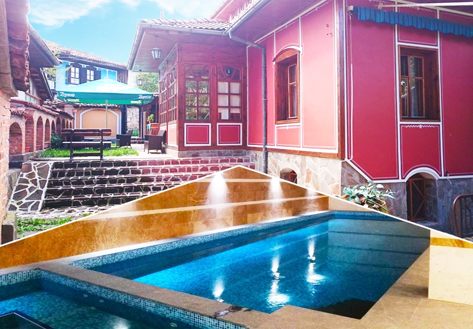 Нощувка на човек със закуска, обяд и вечеря + басейн с минерална вода в комплекс Галерия, Копривщица