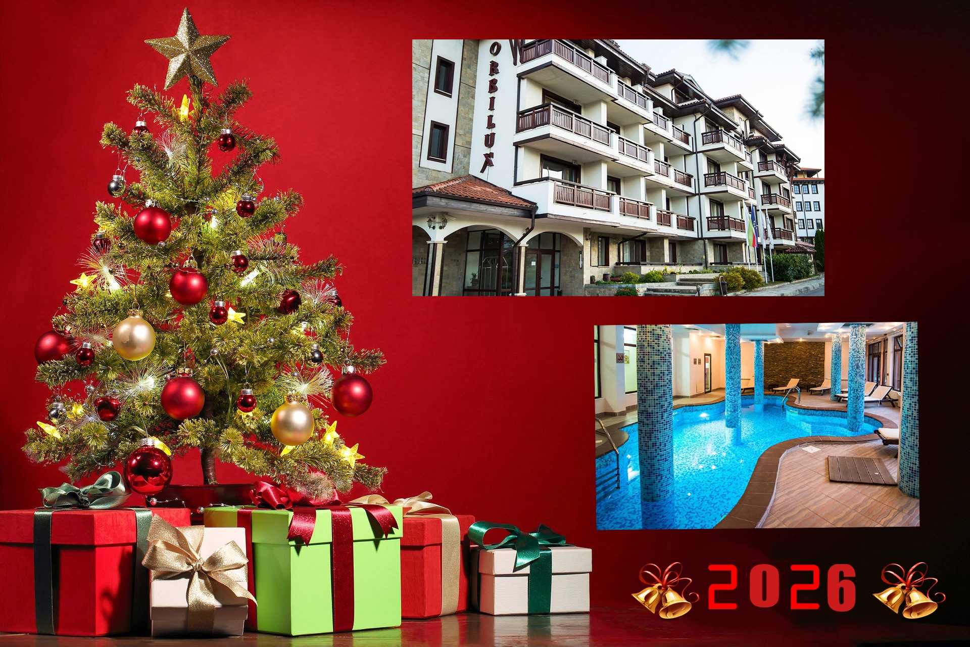 Нова 2026 година в Банско! 4 нощувки на човек със закуски и вечери, едната празнична + басейн, сауна и парна баня в хотел Орбилукс***