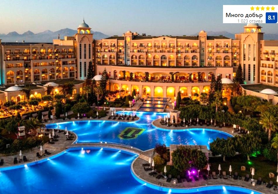 Нова Година в Анталия с полет от София, Варна или Пловдив + 4 нощувки на база Ultra All Inclusive на човек в Spice Hotel and Spa Lux 5*, Белек. Задължително доплащане за Новогодишна вечеря!