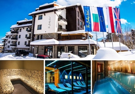 Нощувка на човек в едноспален апартамент със закуска или закуска и вечеря + вътрешен басейн и термална зона от Балканско Бижу апартхотел****, край Банско