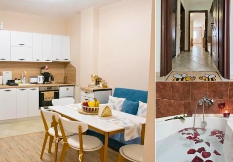 Почивка в Пчелински минерални бани: Нощувка за двама със закуска + вана с минерална вода в Апартамент за гости Бий Хепи в сграда Акварекс, с. Пчелин