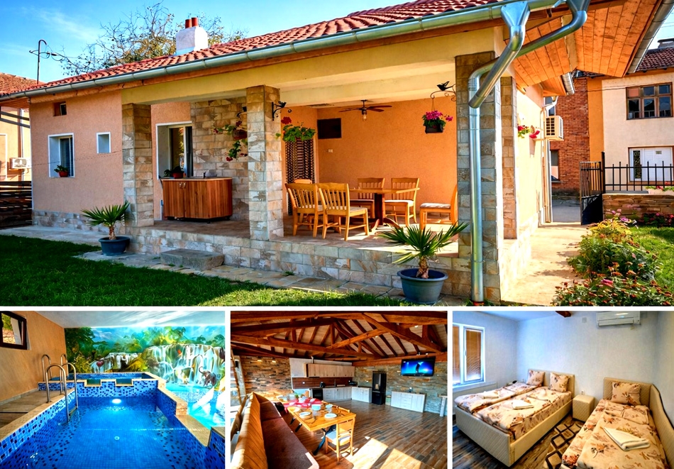 Почивка до Троян: Нощувка на човек със закуска, обяд и вечеря + отопляем басейн, джакузи, сауна, парна баня и барбекю от Къщи за гости Симида, село Дебнево