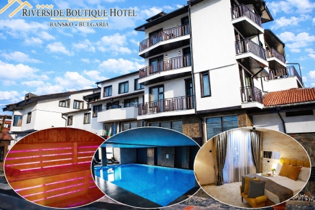 От 01.04 до 30.11 в Банско: Нощувка на човек + възможност за закуска + басейн и релакс пакет в хотел Ривърсайд****. Дете до 13г. - БЕЗПЛАТНО!