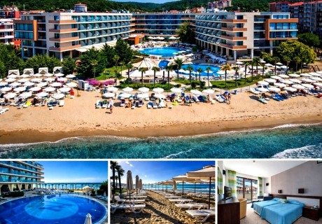 На ПЪРВА линия в Елените: All Inclusive нощувка на човек + частен плаж с чадър и шезлонг на него + 2 басейна и уелнес център от Сенди Бей Хотел. ДВЕ деца до 11.99г - БЕЗПЛАТНО!