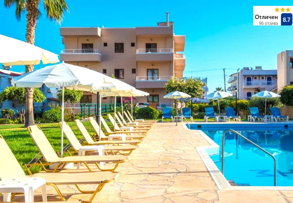 Почивка на 150м. от плажа на о-в Крит: Полет от София + 7 нощувки със закуски на човек + басейн в Niko Elen