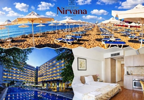 Море 2026г. в Слънчев бряг с басейн, водна пързалка и шезлонг с чадър на плажа: Нощувка на човек на база All Inclusive premium от Гранд хотел Нирвана****