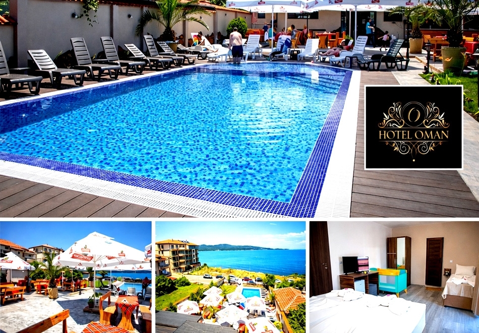 Почивка в Приморско: Нощувка на човек със закуска или закуска и вечеря + басейн от хотел Оман