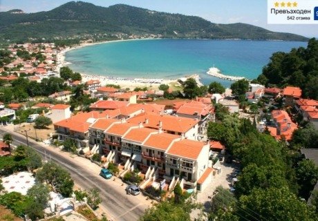 На 150м. от плажа на о. Тасос! Нощувка на човек със закуска и вечеря + басейни в Ntinas Filoxenia Hotel & Spa****. Дете до 12г. БЕЗПЛАТНО!